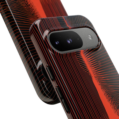 Red Tough Phone Case for Google Pixel - Crimson Frequency Pulse
