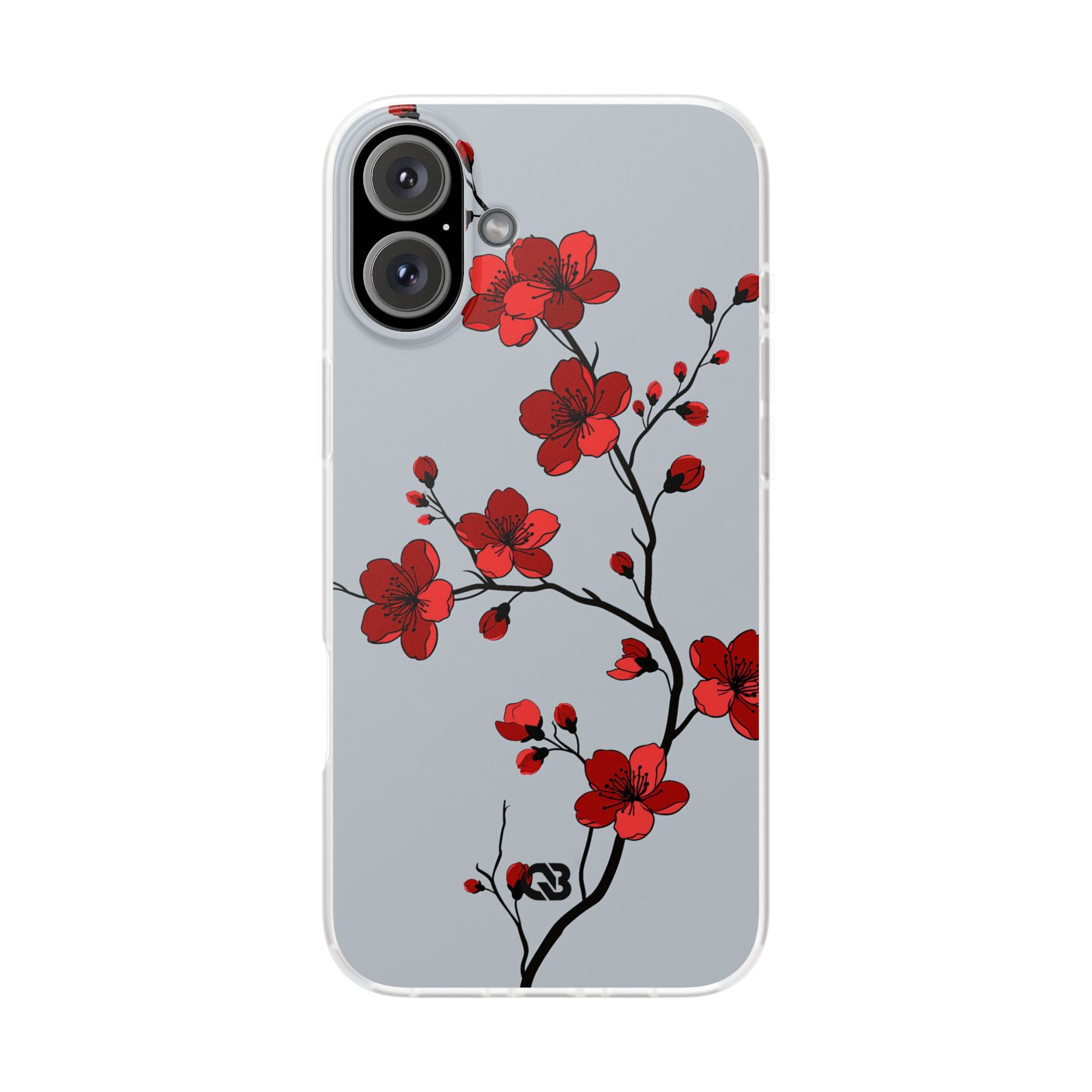 Grey Lite Phone Case for iPhone - Crimson Blossom Onyx