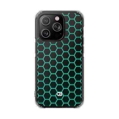 Neon Hex Spectrum · Clear Impact Magnetic Phone Case for iPhone · Teal