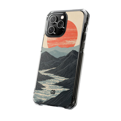 Beige Impact MagSafe Phone Case for iPhone - Crimson Ridge Flow