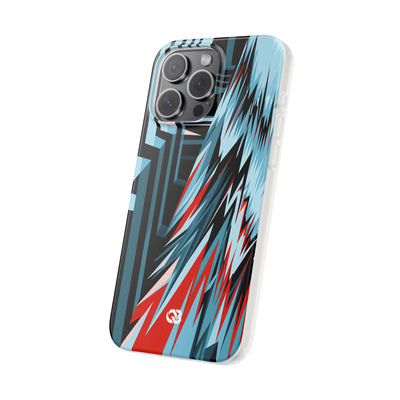 Blue Lite Phone Case for iPhone - Glitch Peak Cyan