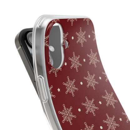 Cream Snowflake Crimson iPhone 16 Plus Case - Soft