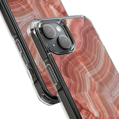 Blushing Rose Strata · Clear Impact Magnetic Phone Case for iPhone · Pink