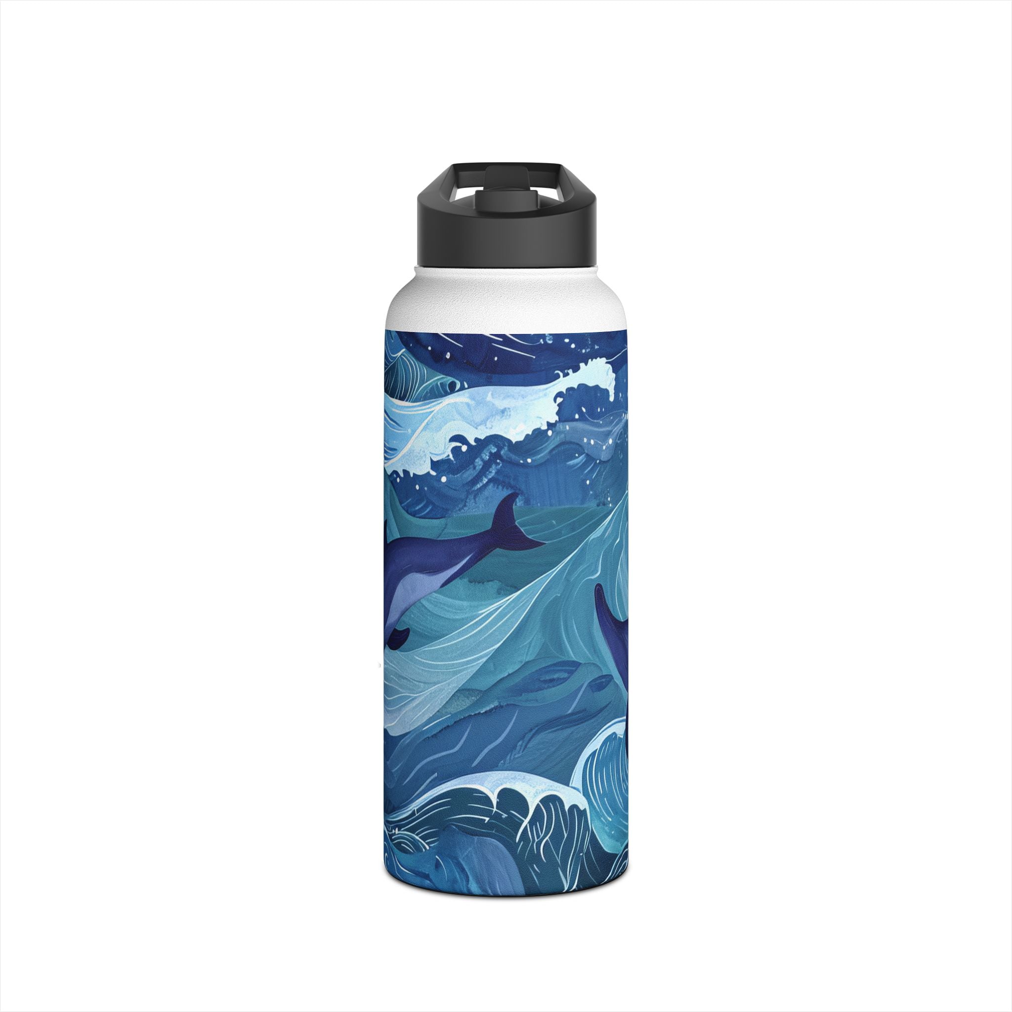Dolphin Wave Dance - Stainless Steel Water Bottle