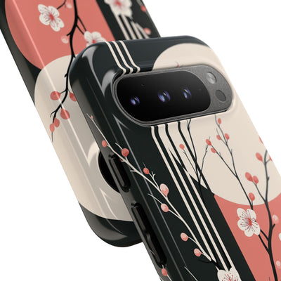 Black Tough Phone Case for Google Pixel - Kyoto Midnight Blossom