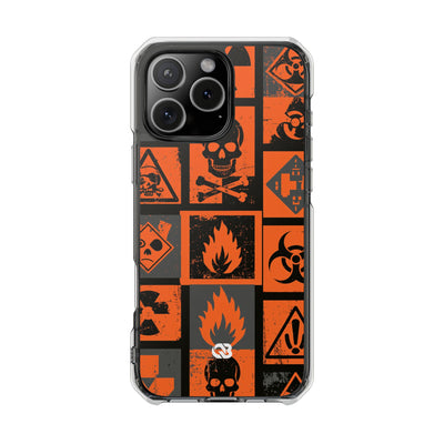 Urban Hazard · Clear Impact Magnetic Phone Case for iPhone · Orange