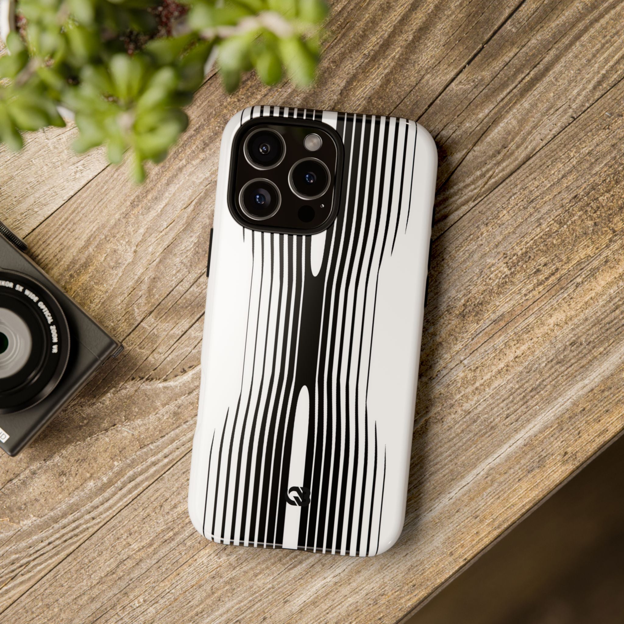 White Tough Phone Case for iPhone - Kinetic Mono Distortion