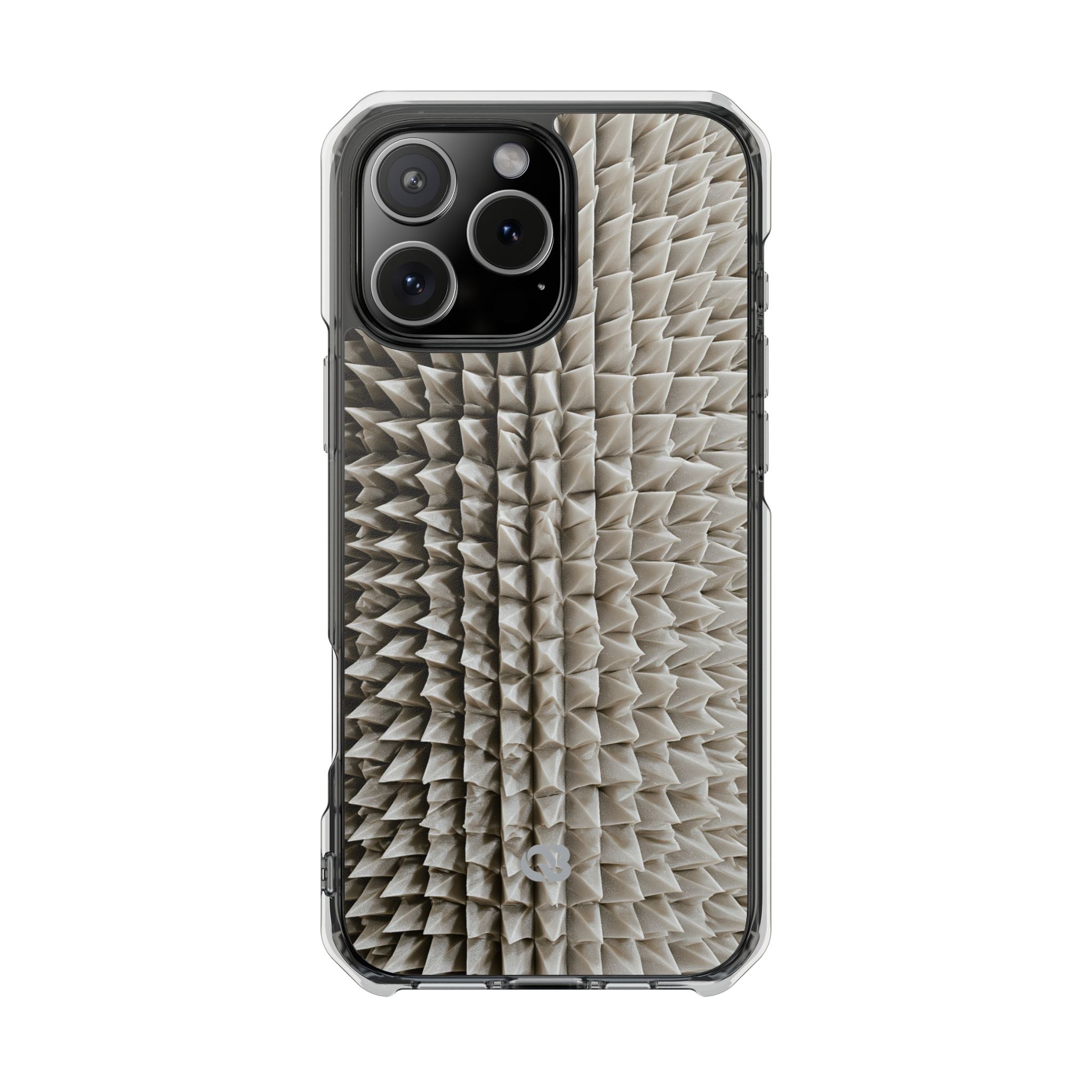 Beige Impact MagSafe Phone Case for iPhone - Bone Spiked Grid