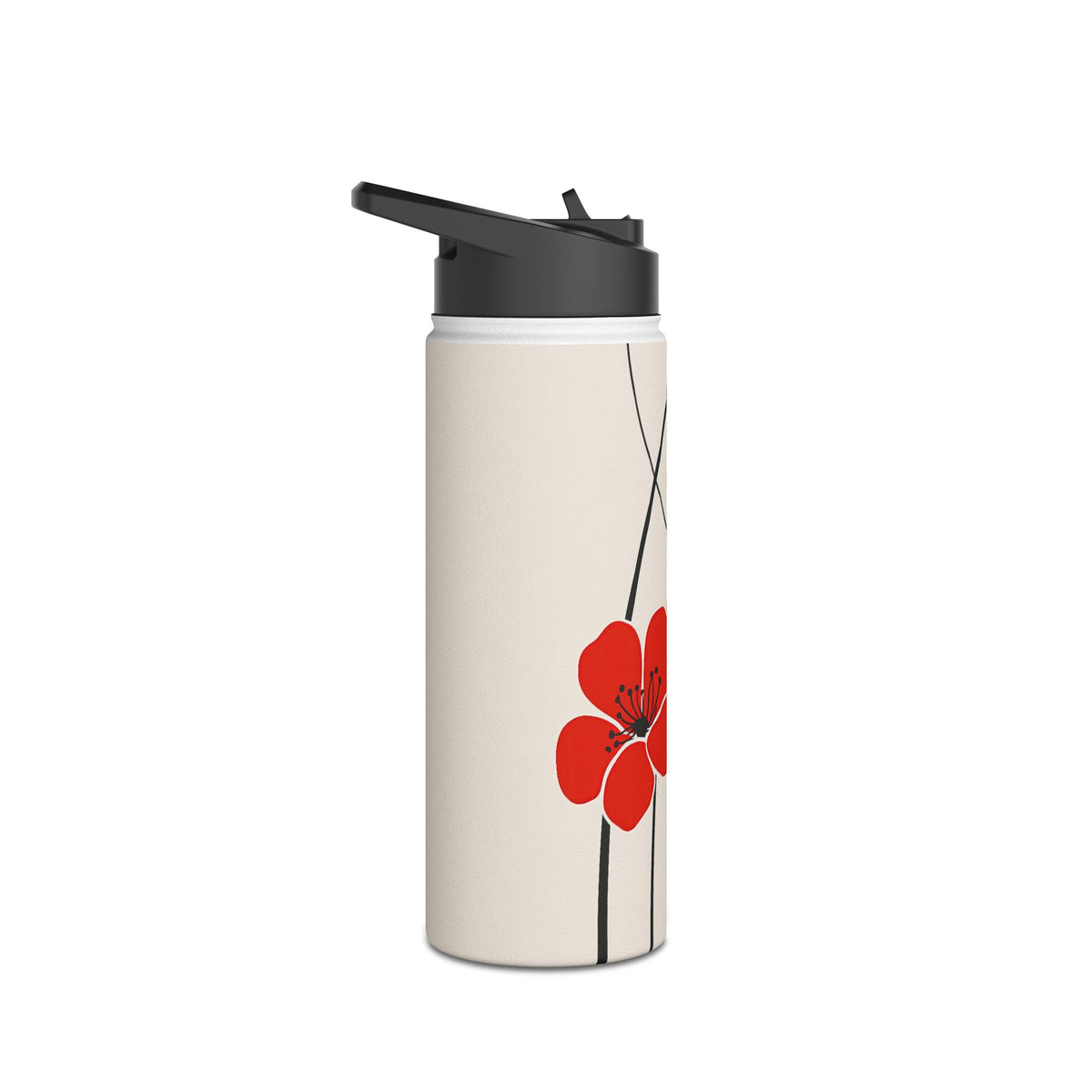 Scarlet Bloom Minimal · Insulated Water Bottle · Red