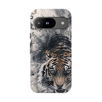 Fierce Ink Tiger · Tough Phone Case for Pixel ·  Beige