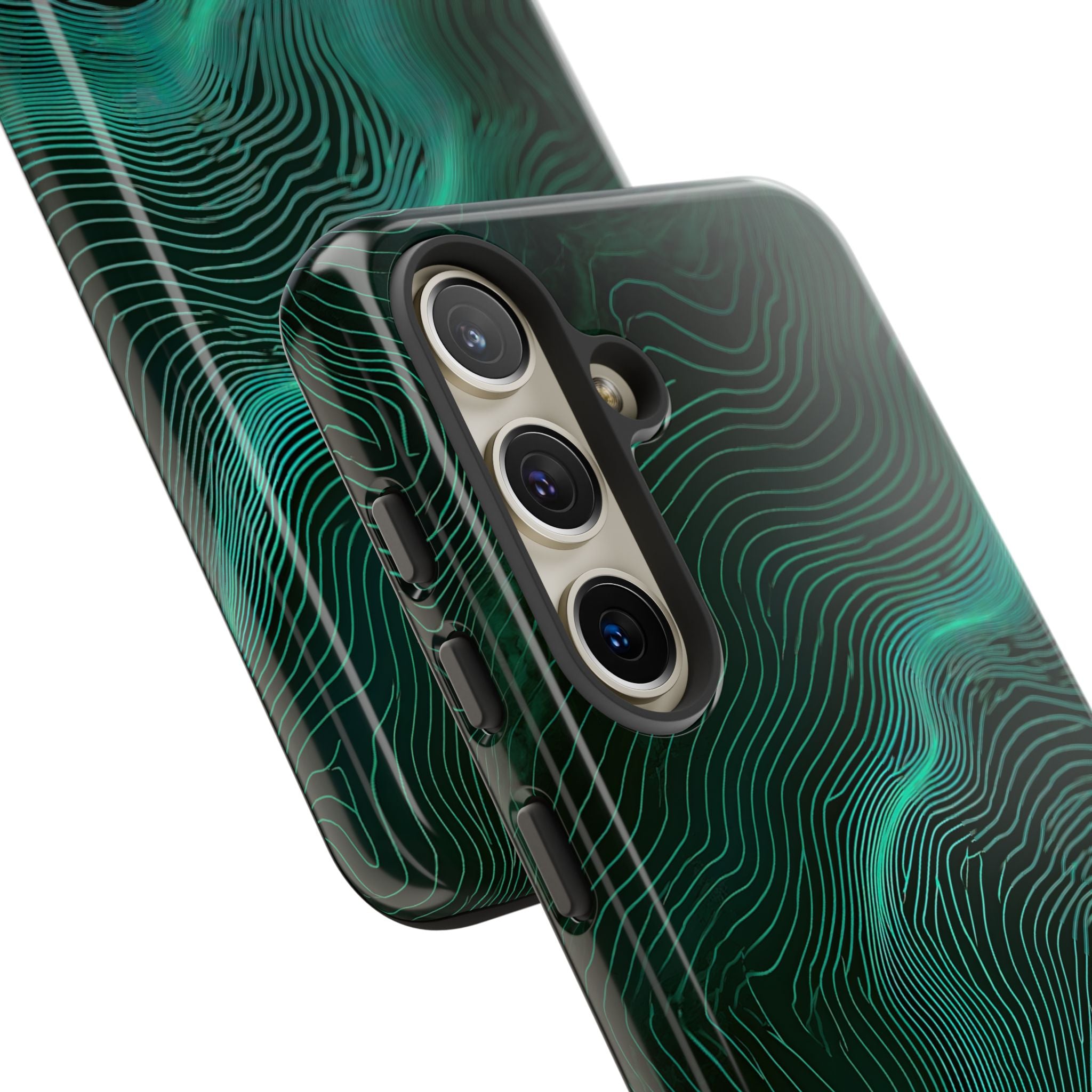 Teal Tough Phone Case for Samsung - Neon Jade Contour