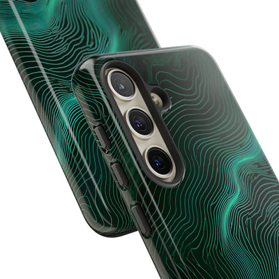 Teal Tough Phone Case for Samsung - Neon Jade Contour
