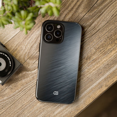 Grey Tough Phone Case for iPhone - Charcoal Brushed Steel