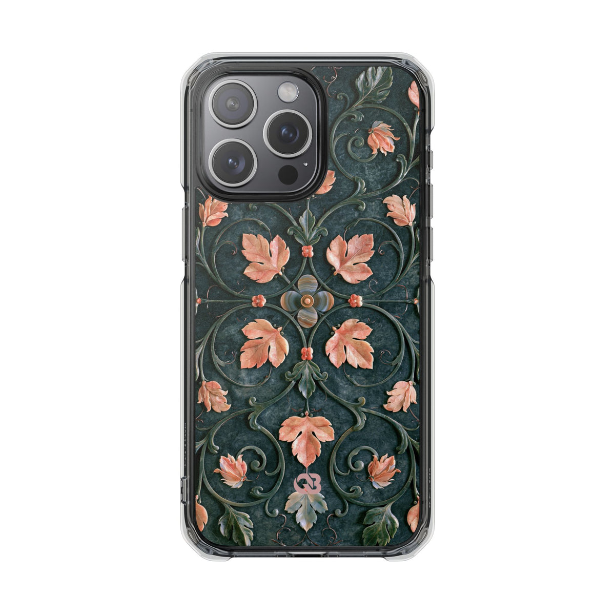 Florentine Rose Arabesque · Clear Impact Magnetic Phone Case for iPhone · Green