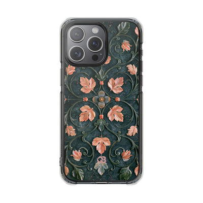 Florentine Rose Arabesque · Clear Impact Magnetic Phone Case for iPhone · Green