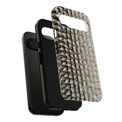 Beige Tough Phone Case for Google Pixel - Bone Spiked Grid