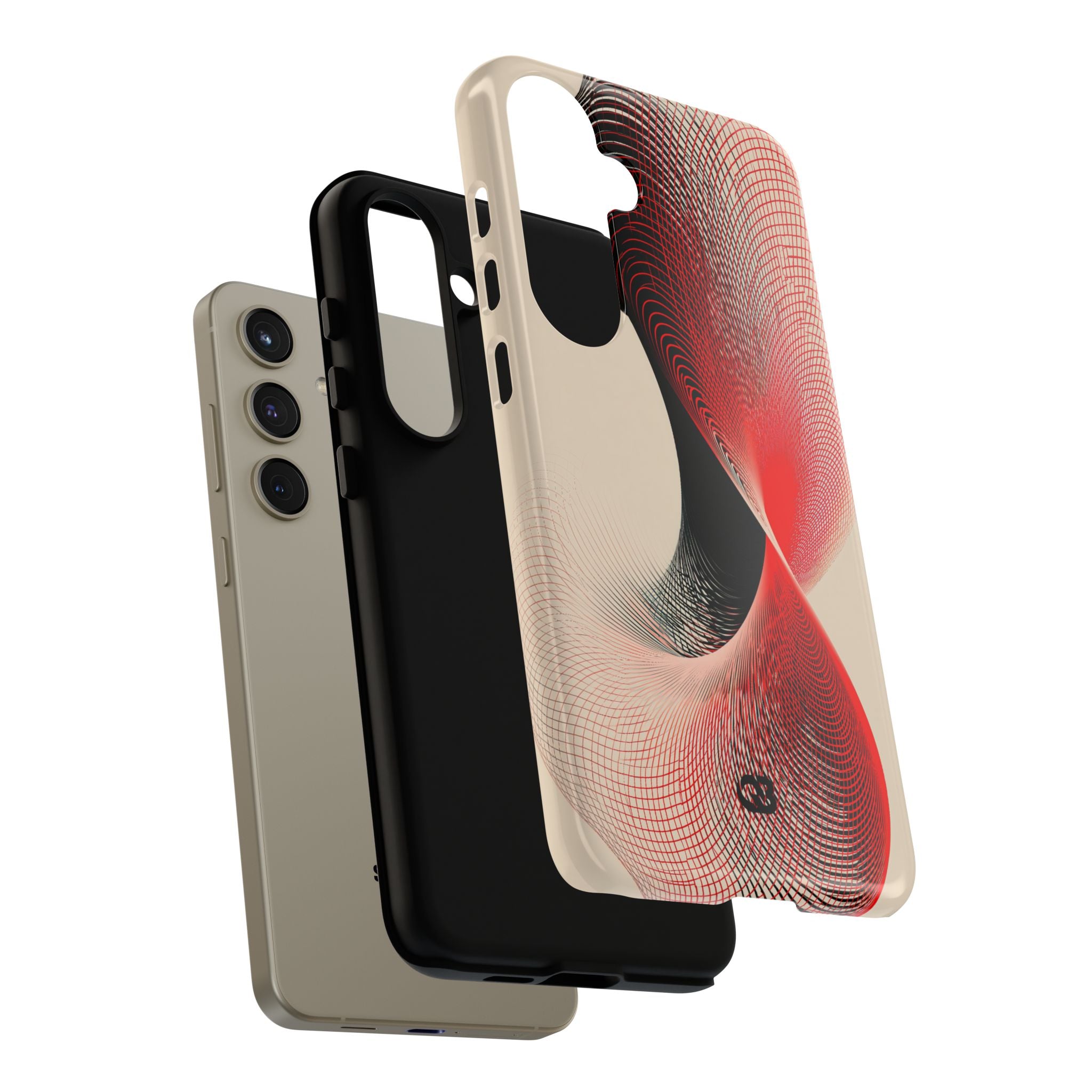 Red Tough Phone Case for Samsung - Crimson Grid Vortex