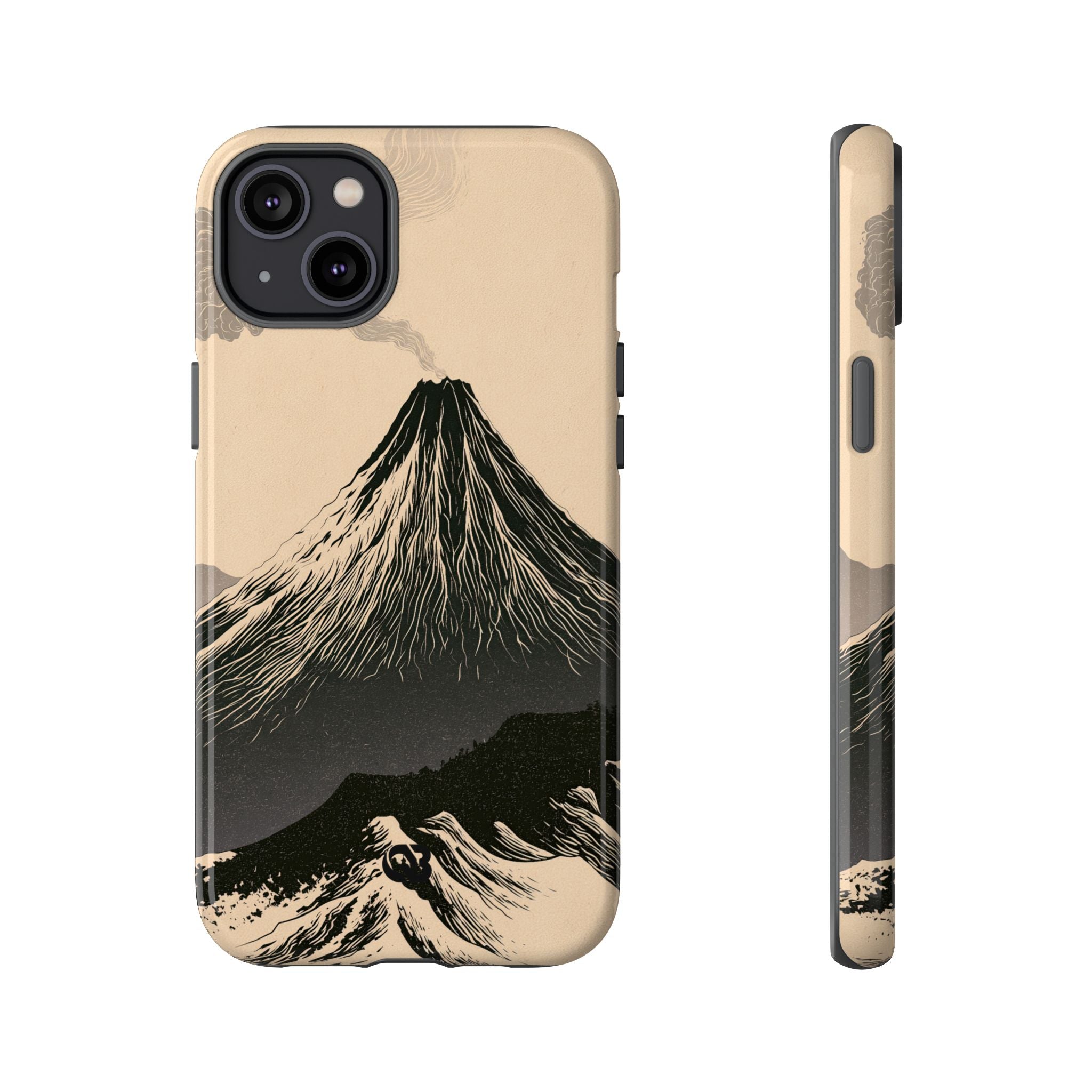 Beige Tough Phone Case for iPhone - Obsidian Ink Summit
