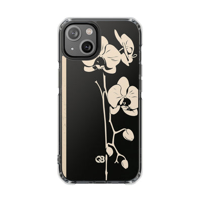 Black Impact MagSafe Phone Case for iPhone - Obsidian Bone Orchid