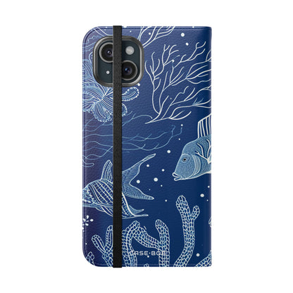 Blauwe Schaal Koraalrif - iPhone 15 Plus Case - Portemonnee