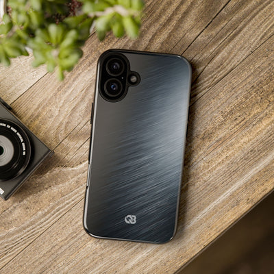 Grey Tough Phone Case for iPhone - Charcoal Brushed Steel