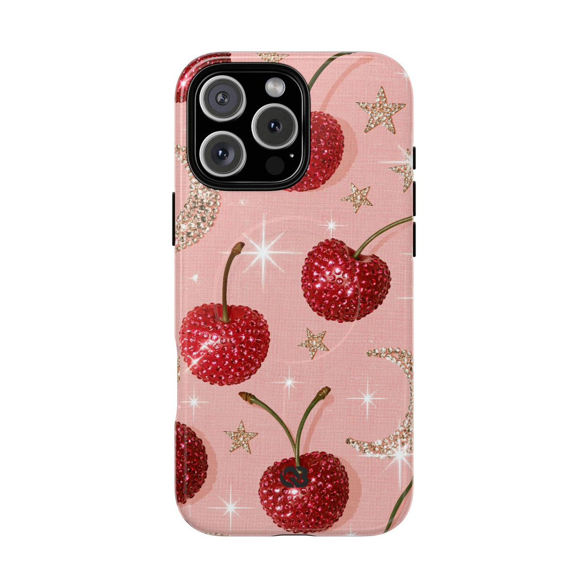 Bedazzled Ruby Cherries · Tough 2.0 Magnetic Phone Case for iPhone · Pink