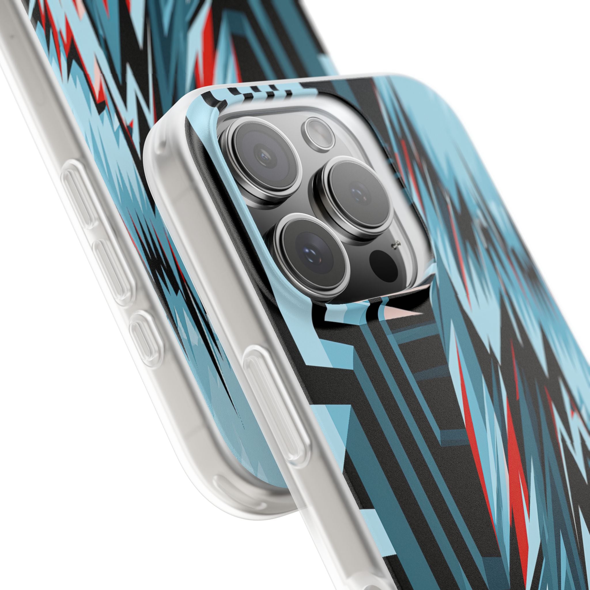 Blue Lite Phone Case for iPhone - Glitch Peak Cyan