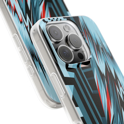 Blue Lite Phone Case for iPhone - Glitch Peak Cyan