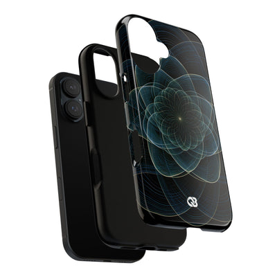 Blue Tough Phone Case for iPhone - Celestial Wireframe Bloom