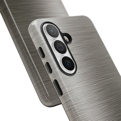 Grey Tough Phone Case for Samsung - Brushed Industrial Steel