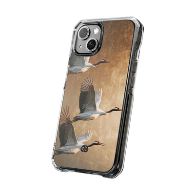 Golden Crane Flight · Clear Impact Magnetic Phone Case for iPhone · Gold