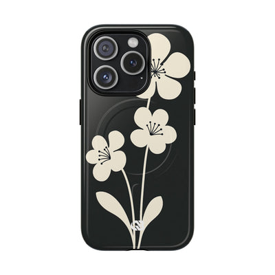 Black Tough 2.0 Magsafe Phone Case for iPhone - Obsidian Cream Bloom