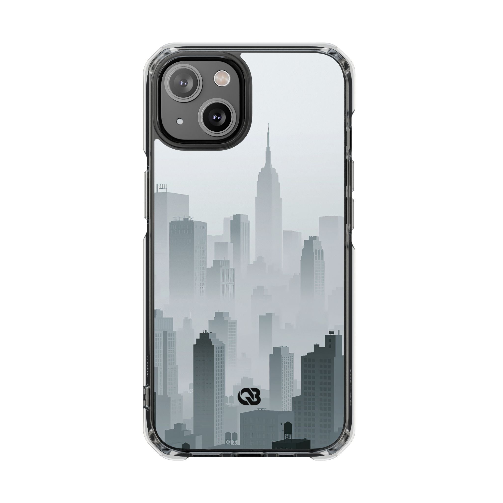 Grey Impact MagSafe Phone Case for iPhone - Steel Mist Skyline