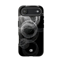 Black Tough Phone Case for iPhone - Kinetic Wireframe Orbit