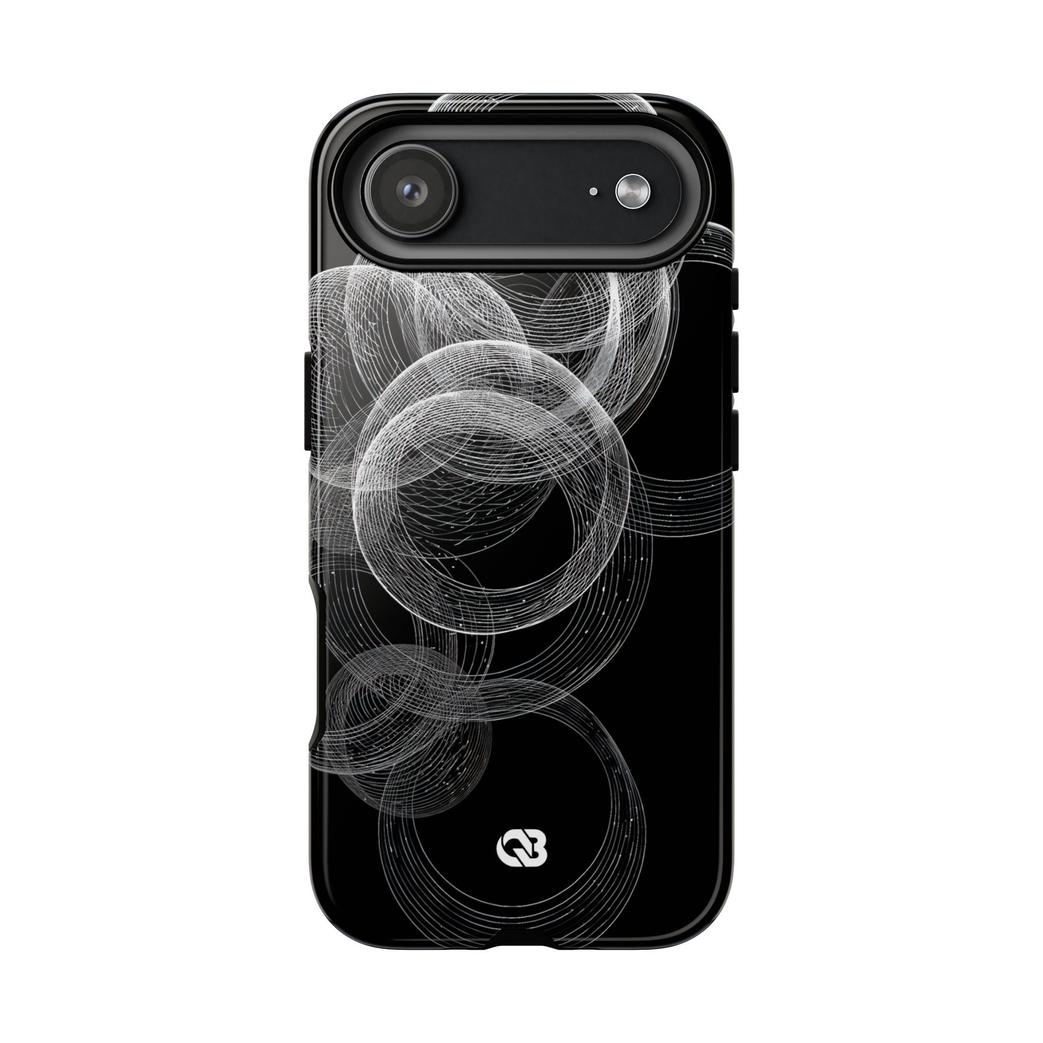Black Tough Phone Case for iPhone - Kinetic Wireframe Orbit
