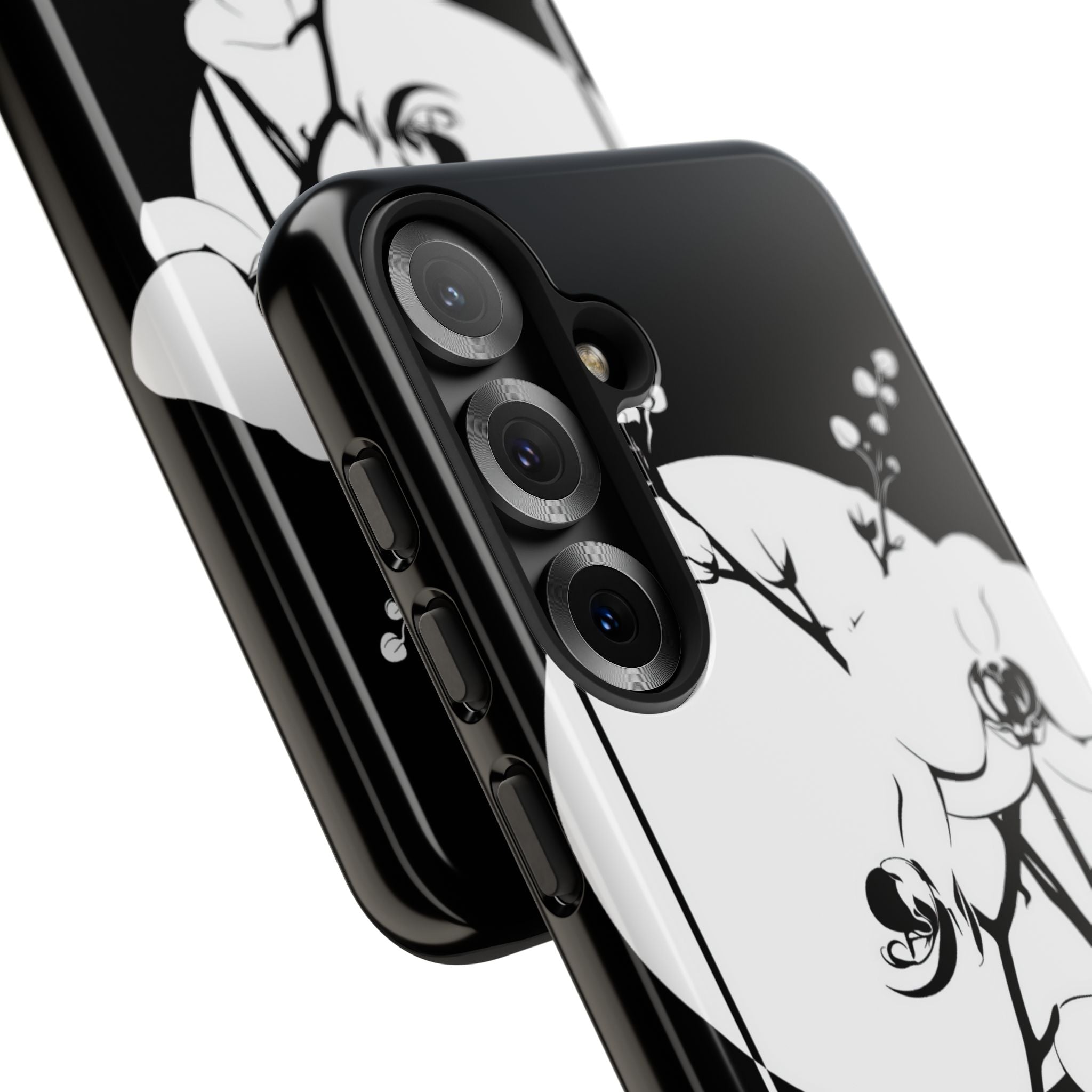Black Tough Phone Case for Samsung - Lunar Orchid Grid