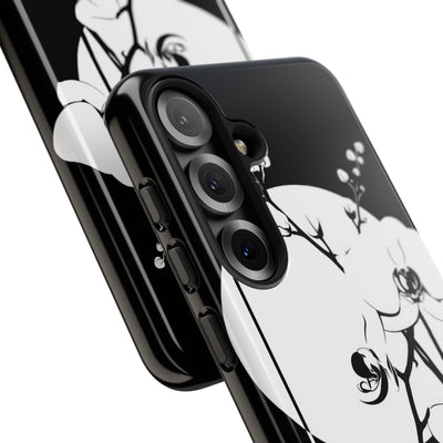 Black Tough Phone Case for Samsung - Lunar Orchid Grid