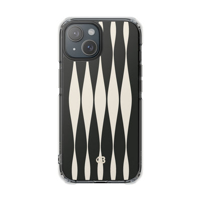 Black Impact MagSafe Phone Case for iPhone - Ivory Spindle Grid