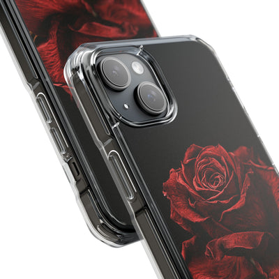 Crimson Noir Rose · Clear Impact Magnetic Phone Case for iPhone ·  Black