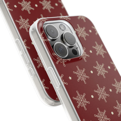 Cream Snowflake Crimson iPhone 16 Pro Max Case - Soft