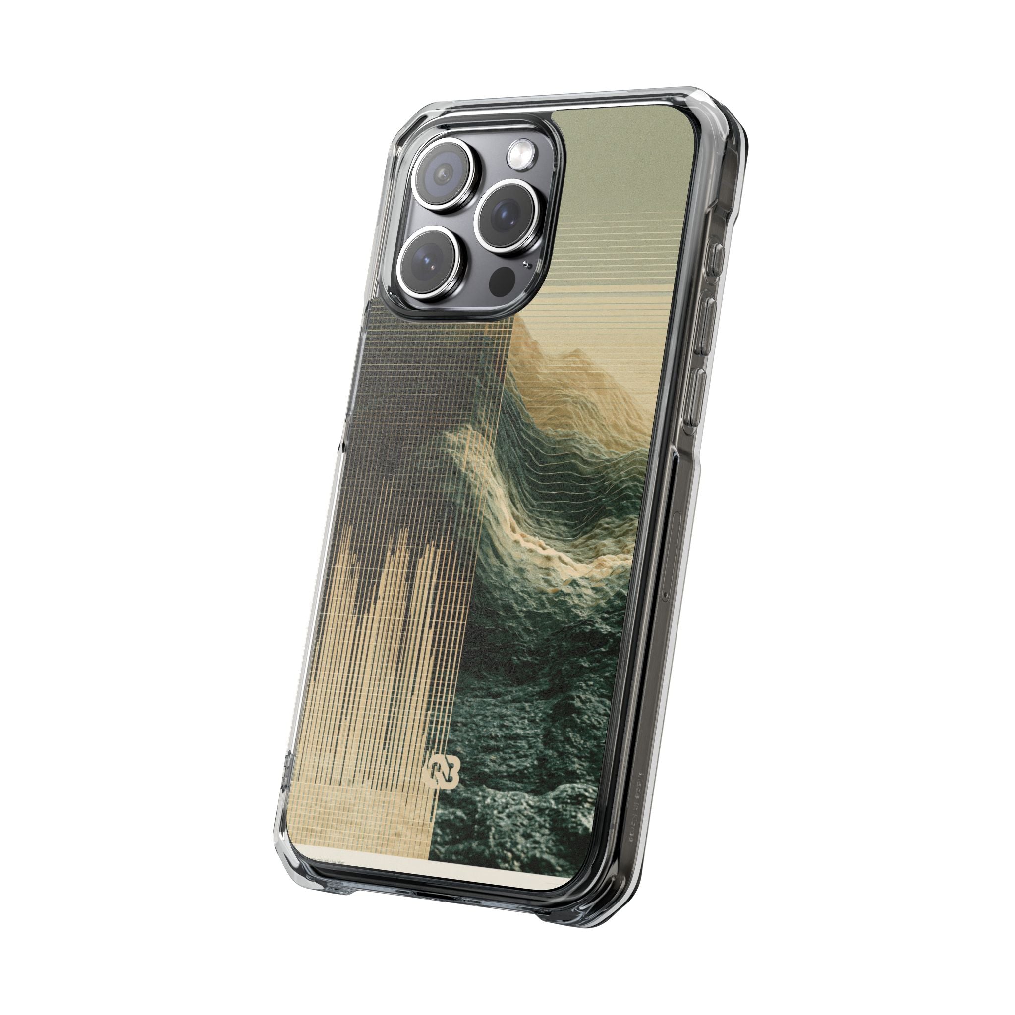 Beige Impact MagSafe Phone Case for iPhone - Veridian Data Ridge