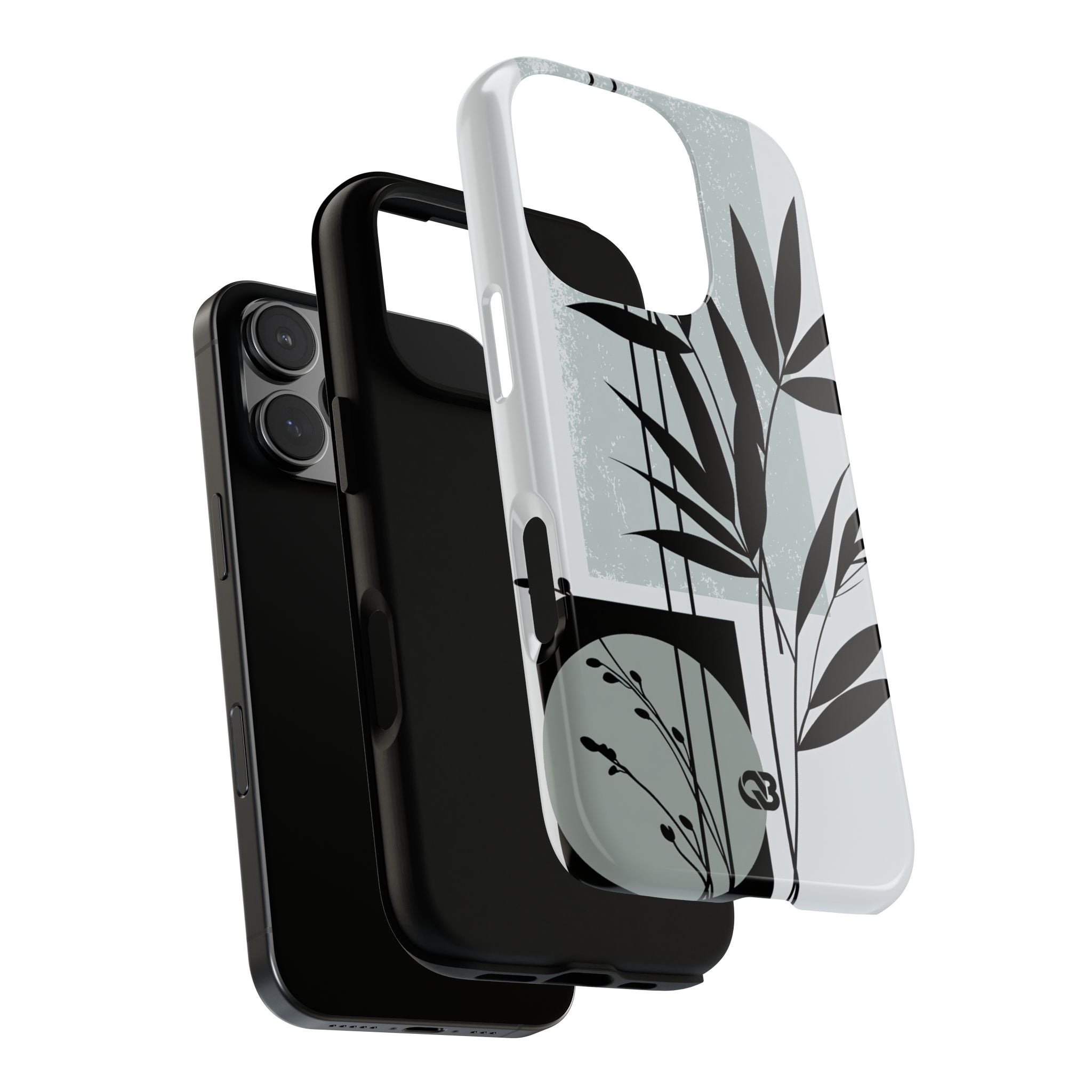 Grey Tough Phone Case for iPhone - Sage Bamboo Noir
