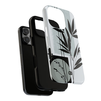 Grey Tough Phone Case for iPhone - Sage Bamboo Noir