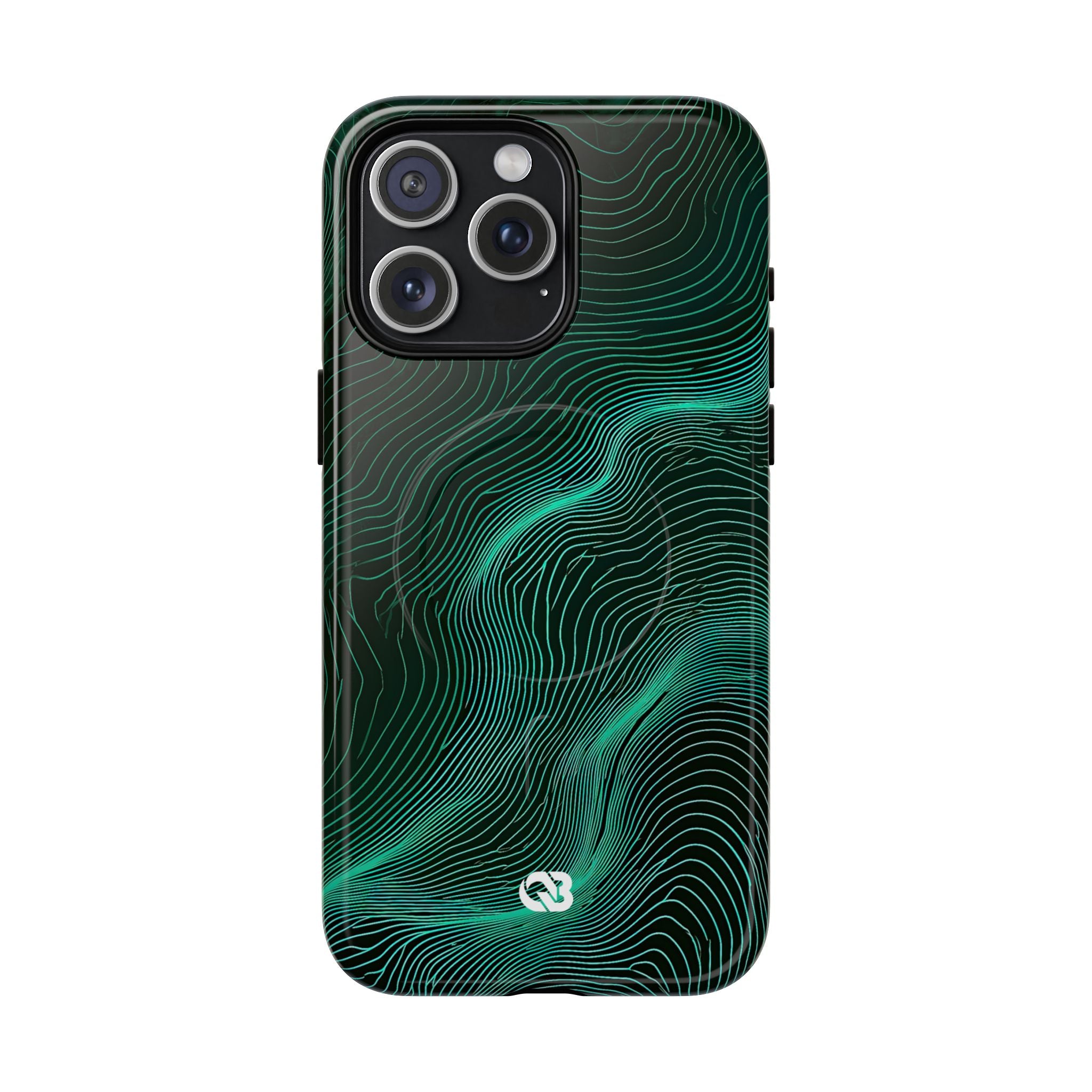 Teal Tough 2.0 Magsafe Phone Case for iPhone - Neon Jade Contour