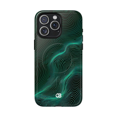 Teal Tough 2.0 Magsafe Phone Case for iPhone - Neon Jade Contour