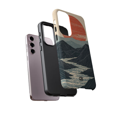 Beige Tough Phone Case for Samsung - Crimson Ridge Flow