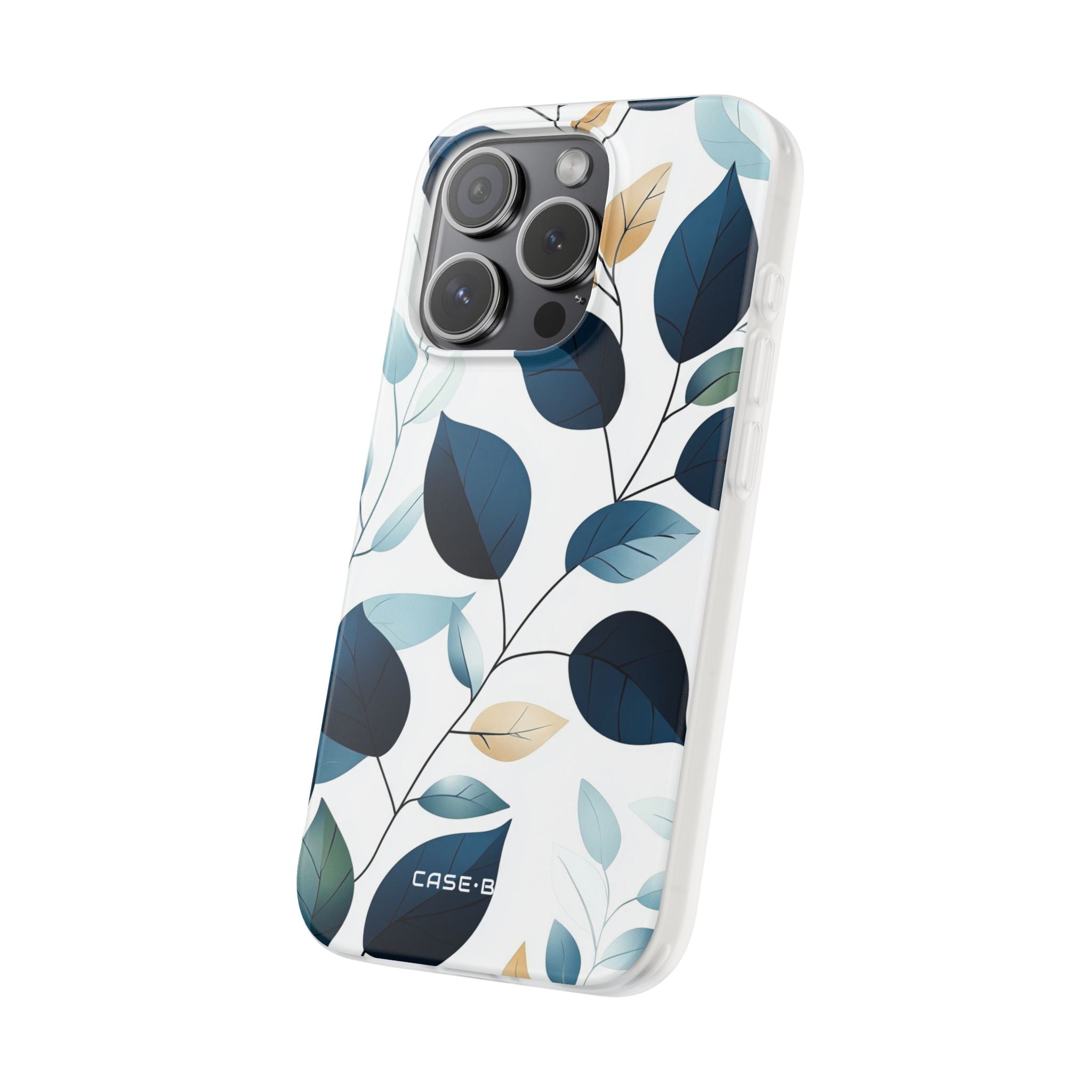 Navy Leaf Veins iPhone 15 Pro Case - Soft