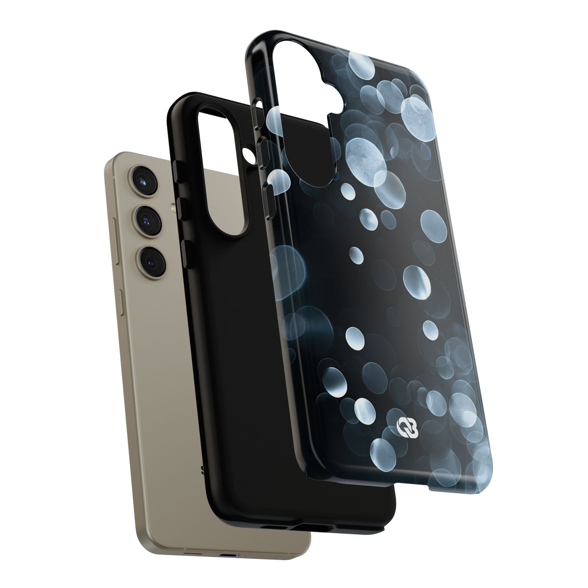 Black Tough Phone Case for Samsung - Silver Orbit Glow