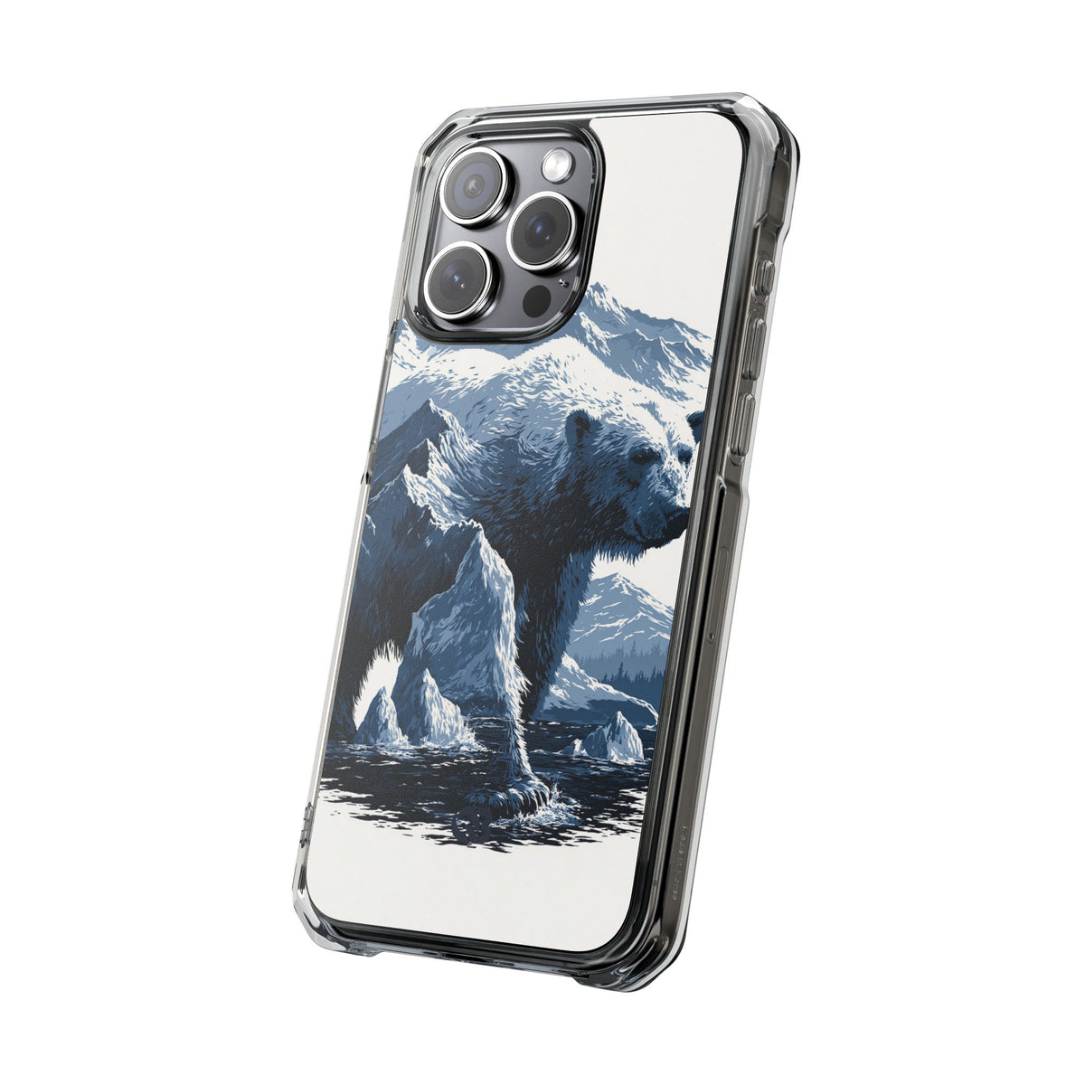 Fjord Summit Bear · Clear Impact Magnetic Phone Case for iPhone · Blue