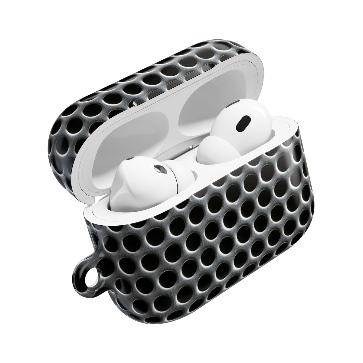 Brushed Perforated Steel · Hard Case for AirPods & AirPods Pro · Silver